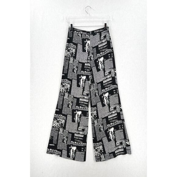REFORMATION Sorrenti Pants Women 4 Black White Zine Magazine Newspaper Print NEW - Picture 5 of 16